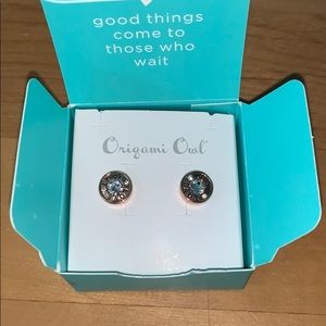 Rose Gold with crystals stud earrings